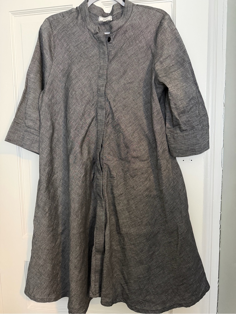 Zuri Dress Grey Textured Linen/Cotton
